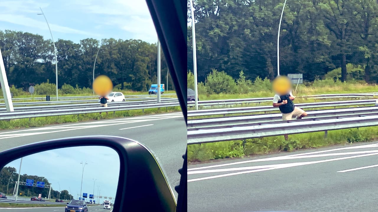 Motorrijder verliest telefoon op snelweg en begint met zoeken in middenberm: 'Levensgevaarlijk!'