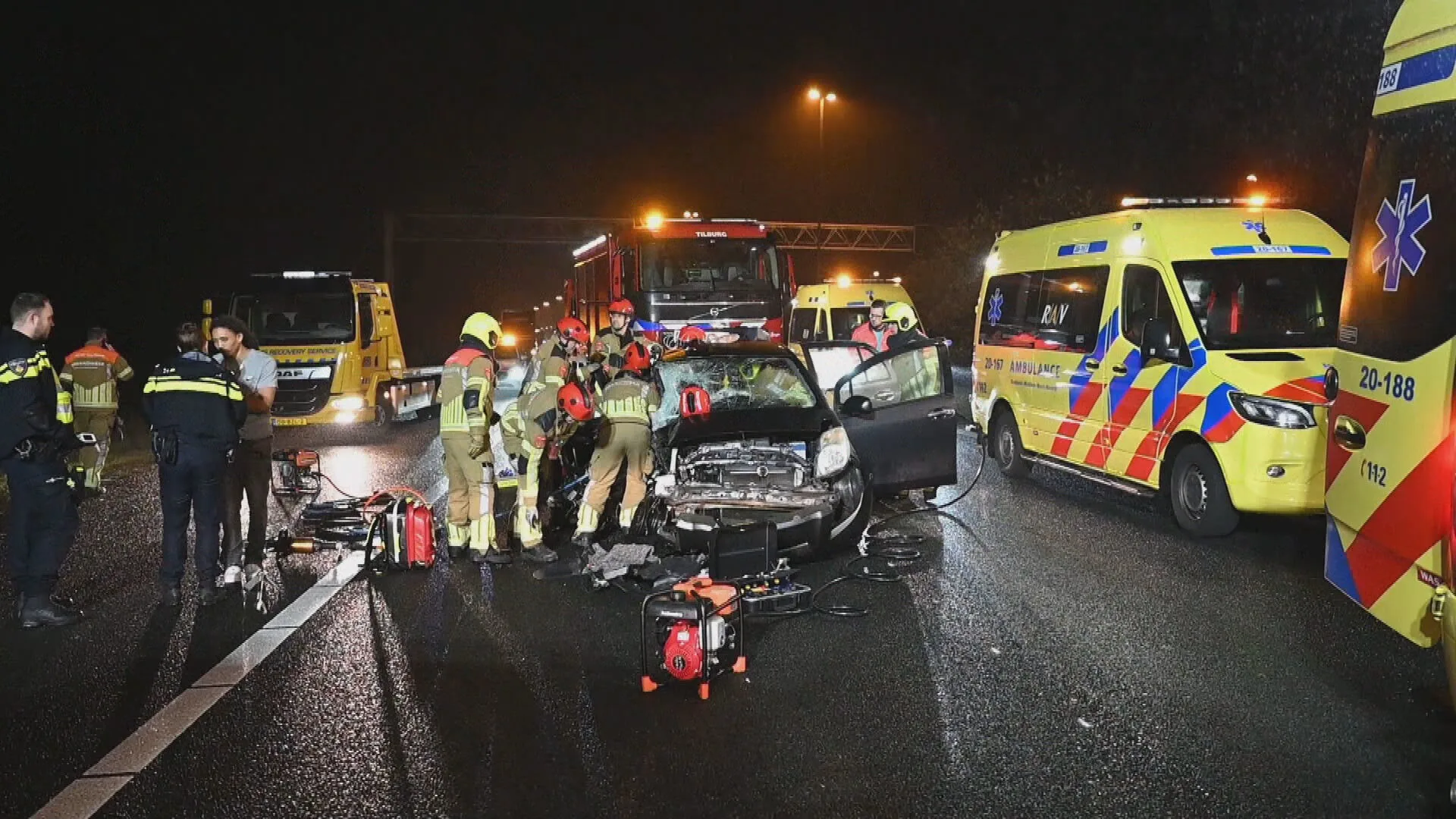A58 tussen Tilburg en Breda dicht na meerdere ongelukken