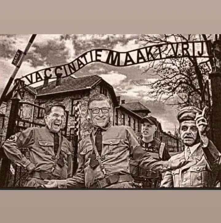 FvD'er deelt 'spotprent' van Rutte en De Jonge als Auschwitz-bewaker