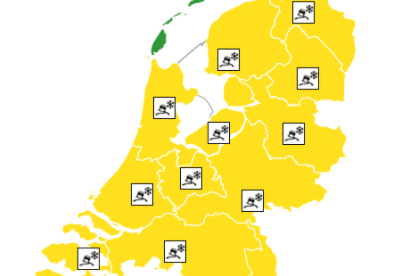 KNMI: code geel in heel het land vanwege gladheid, behalve op de Waddeneilanden
