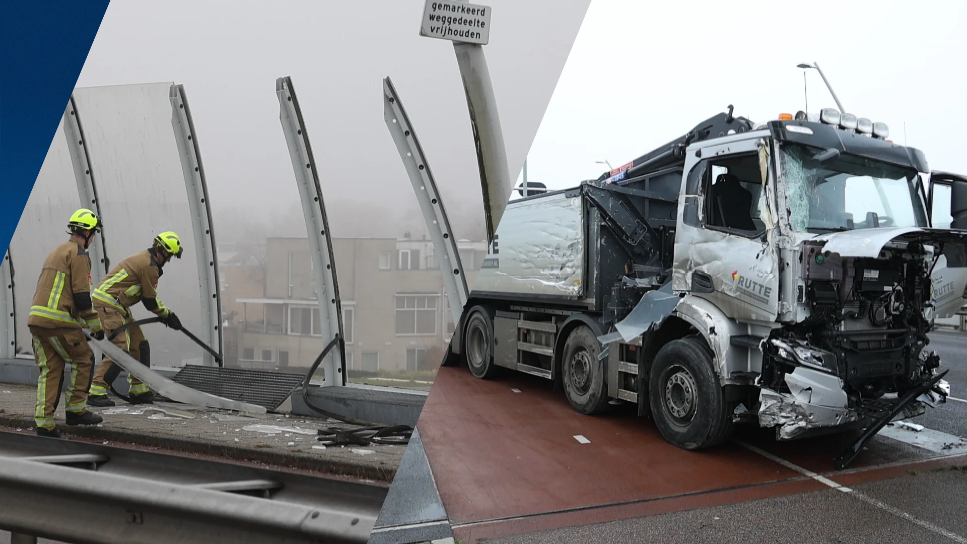 Ravage in Lijnden: vrachtwagen ramt meerdere auto’s en vernielt glazen wand