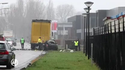 Dode gevonden in brandende auto na botsing met vrachtwagen in Ravenstein
