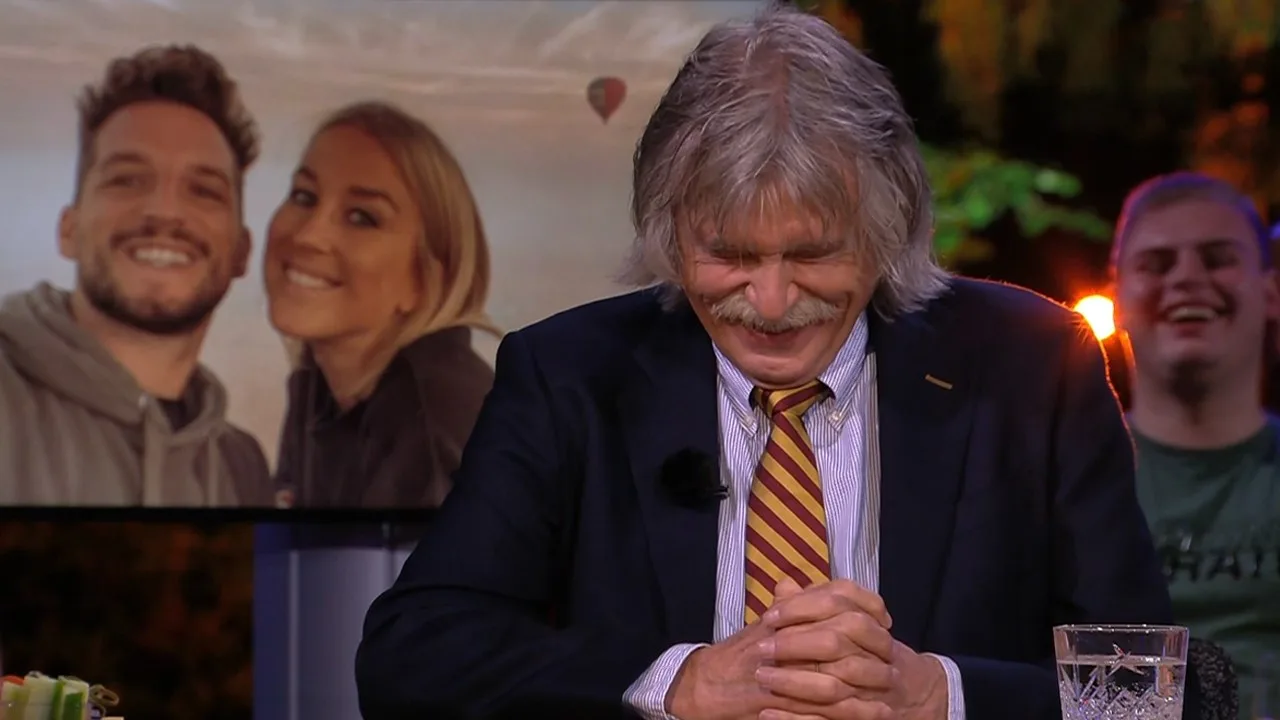 Johan moet zelf het hardst lachen om eigen grap over Dries Me...