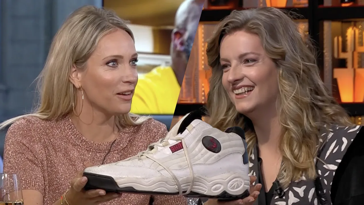 Merel over schoen Shaquille O'Neal: 'Wat zeggen ze nou altijd over mannen met grote voeten?'