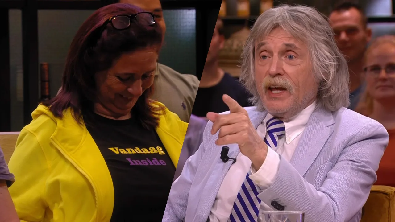 Johan spot vrouw in publiek met zelfgemaakt Vandaag Inside-shirt: 'Mooie kleurcombinatie!'