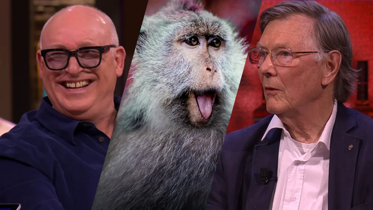 Viroloog Ab Osterhaus onderbroken door geile aap bij Vandaag Inside