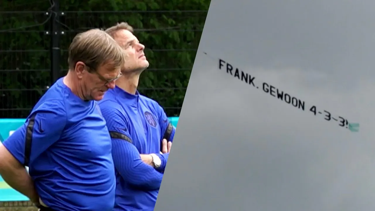 Frank de Boer signaleert vliegtuigje tijdens training
