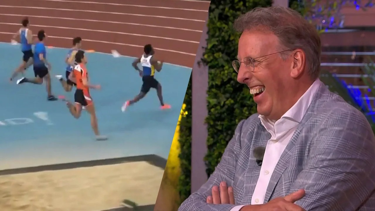 VI-mannen hebben lol om vallende atleet