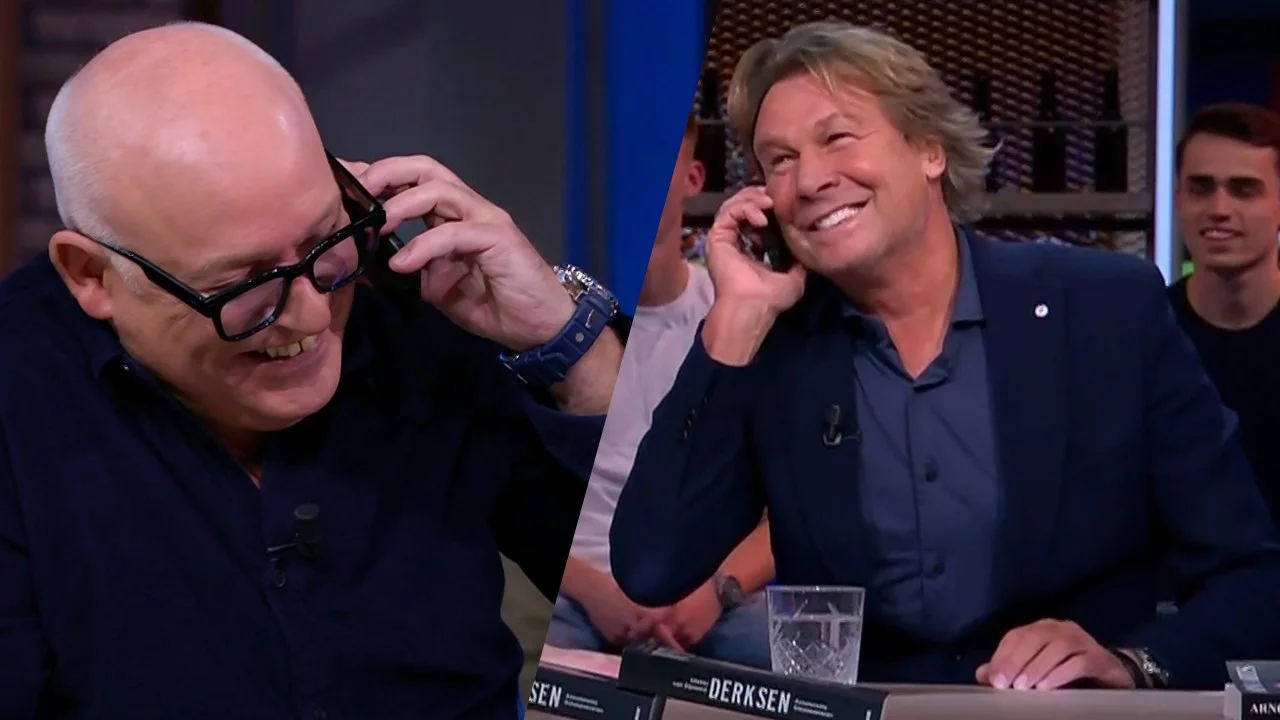 Hans wordt live in uitzending gebeld door Ten Hag; René neemt telefoon over