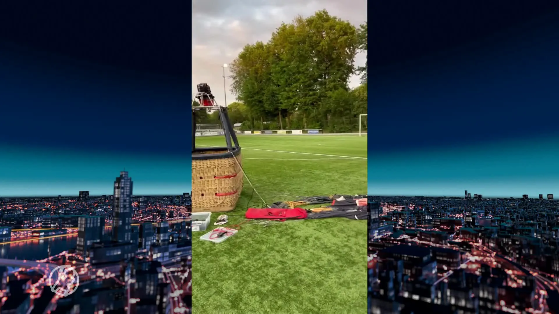 Luchtballon maakt noodlanding op middenstip van SV De Ster in Stein