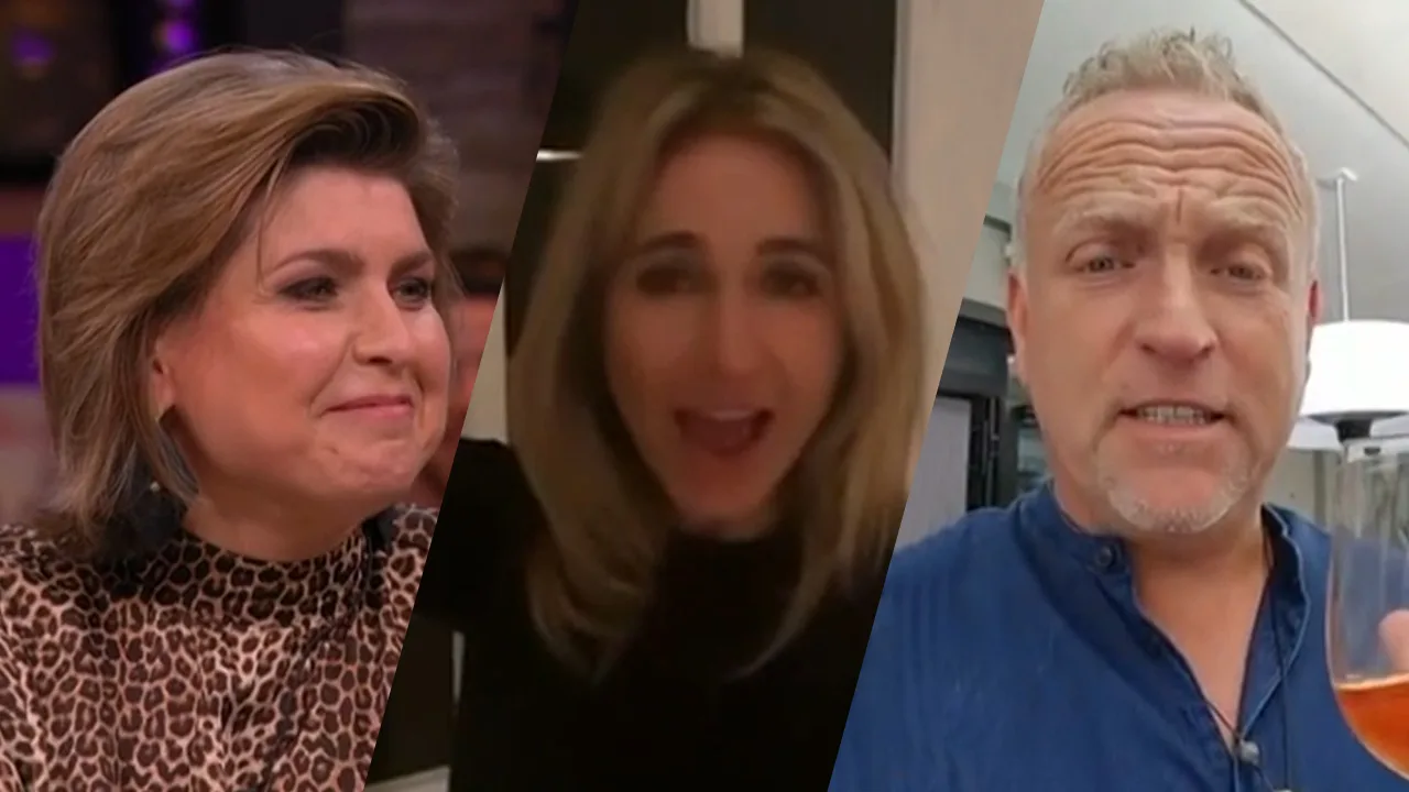 Angela de Jong wordt verrast met felicitaties van onder andere Gordon en Wendy van Dijk