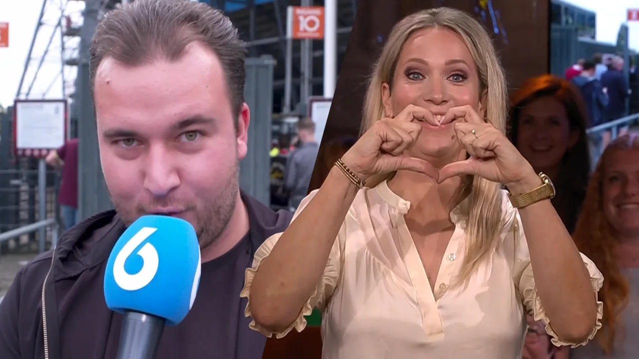 Feyenoord-fan grijpt zijn kans voor camera: 'Hélène, dikke kus van mij!'