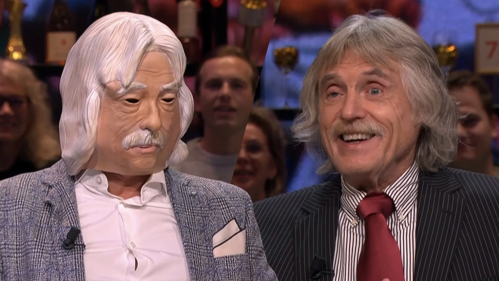 Wilfred Genee draagt Johan Derksen-masker bij Vandaag Inside: 'Je ziet er meteen sympathieker uit!'