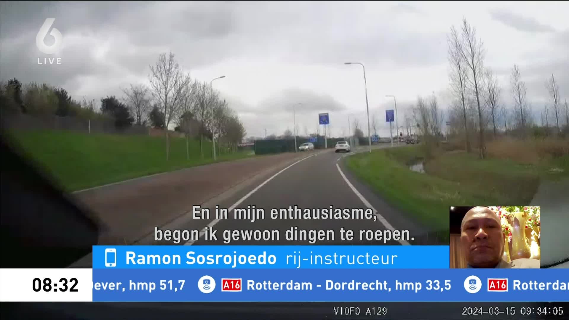 Rijinstructeur filmt bizarre inhaalactie