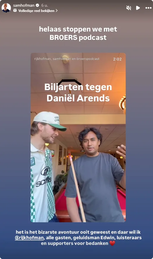 Bron: Instagram Sam Hofman.