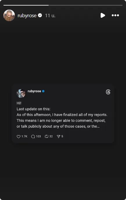 Ruby Rose naar de politie voor vermeend incident Katy Perry (1/2 @ Instagram).