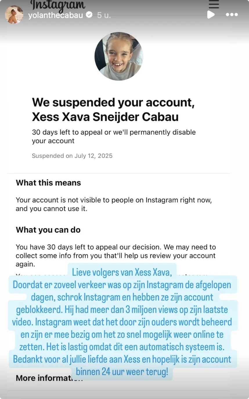 Bron: Yolanthe Cabau op Instagram.