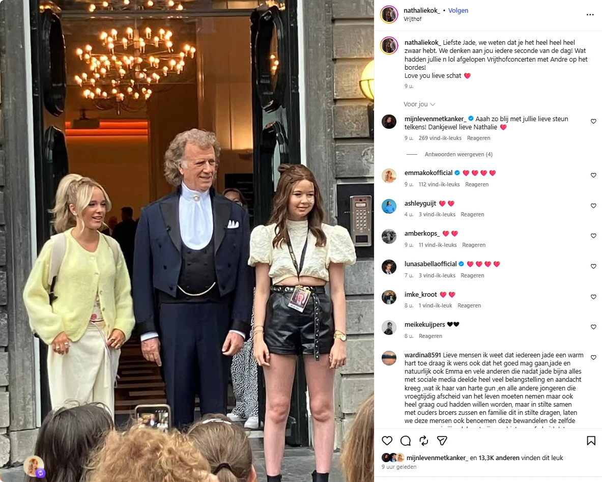 Emma Kok, André Rieu en Jade Kops, bron Instagram @nathaliekok_