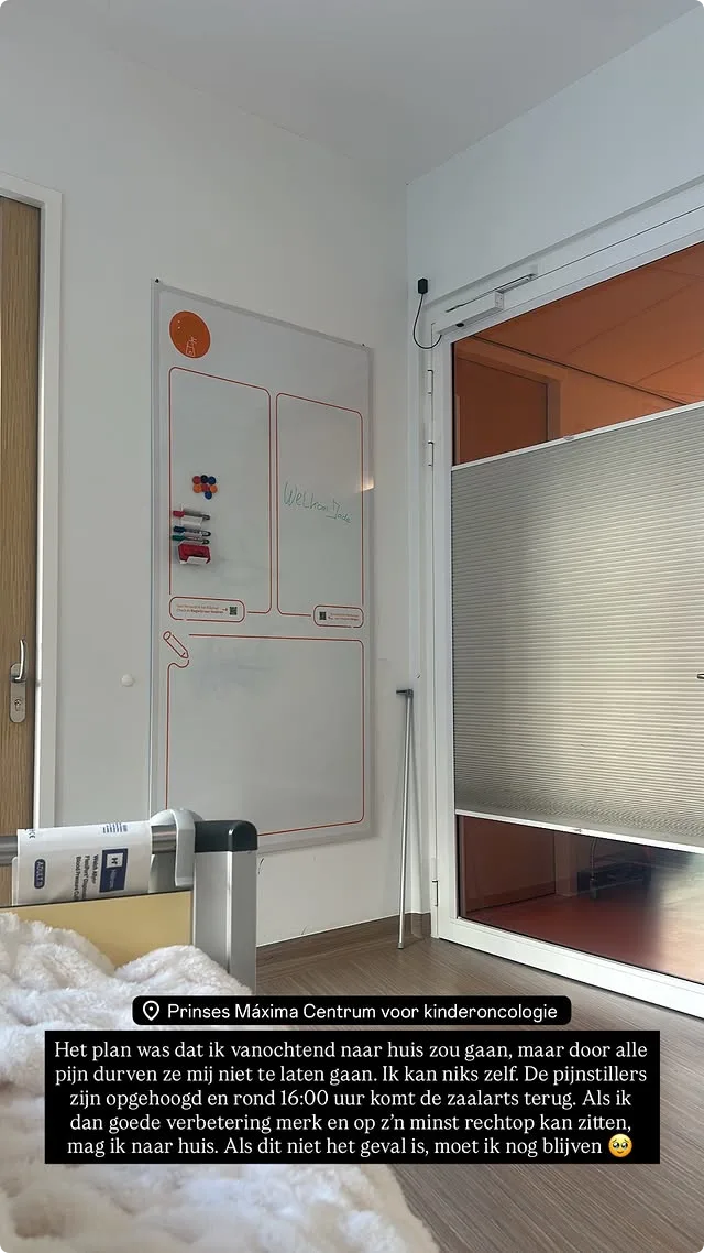 Jade Kops ziekenhuisupdate (Instagram Story)