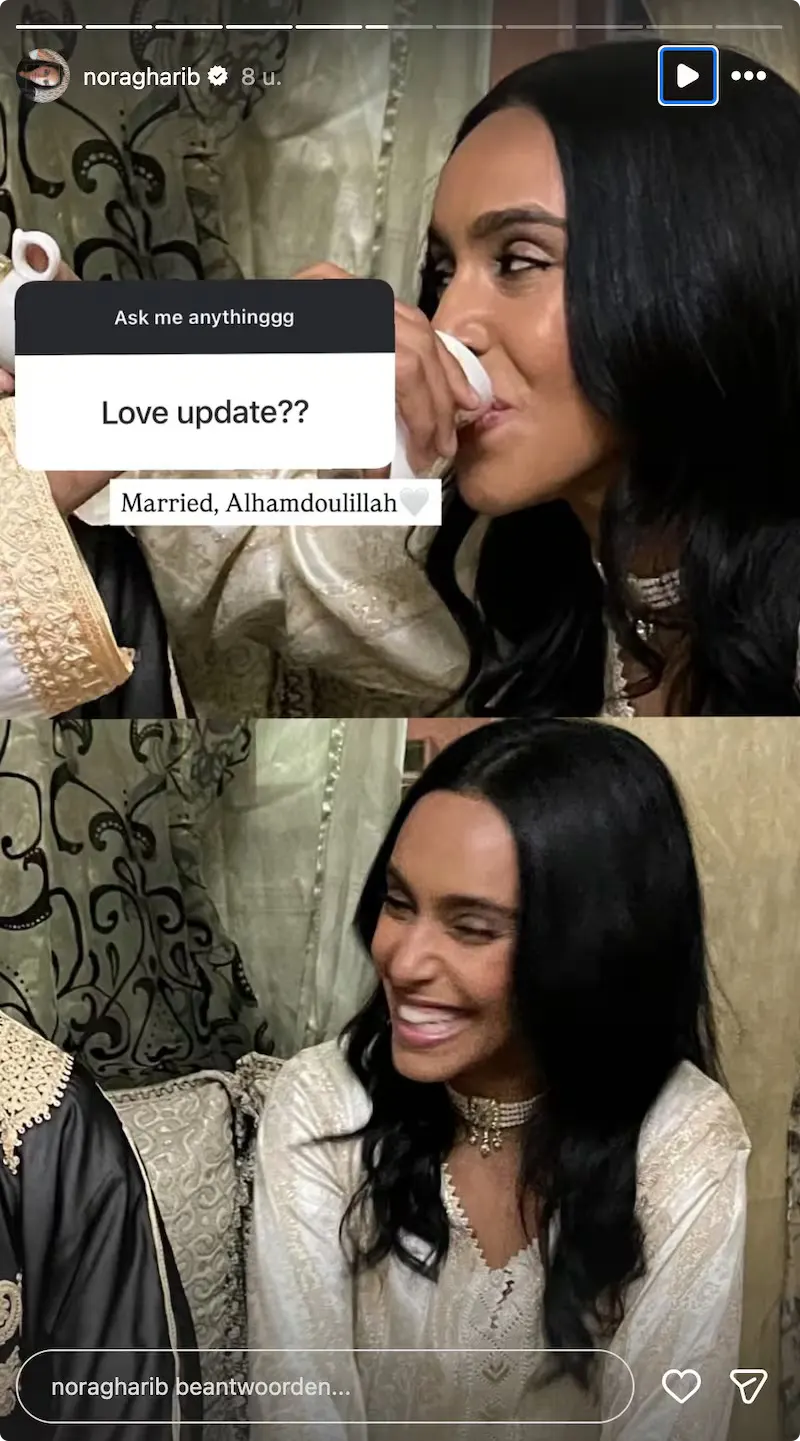 Nora Gharib deelt trouwfoto's op Instagram