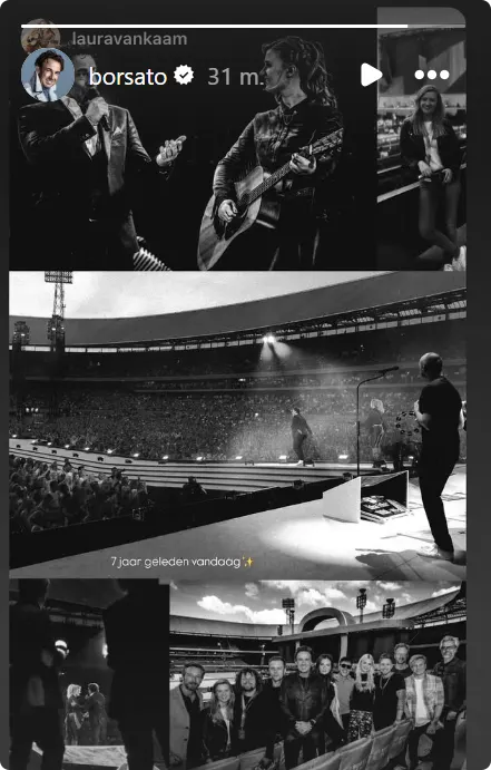 Marco Borsato en Laura van Kaam in De Kuip (bron: Instagram)