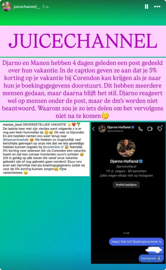 Het eerste bericht van Juicechannel over Djarno.