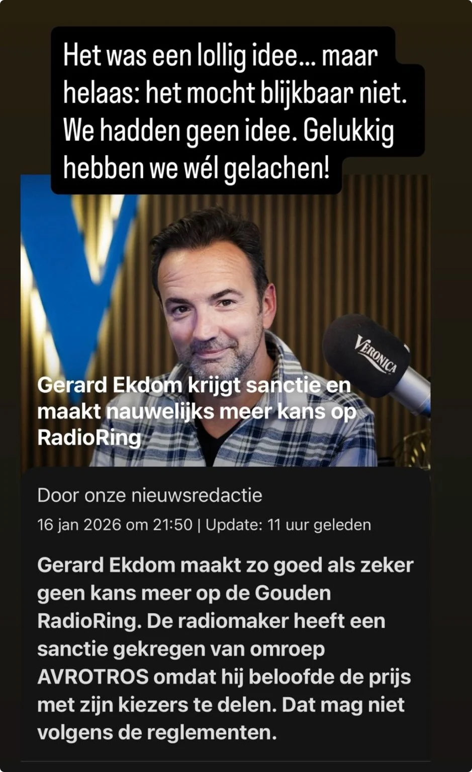 Bron: Instagram Gerard Ekdom
