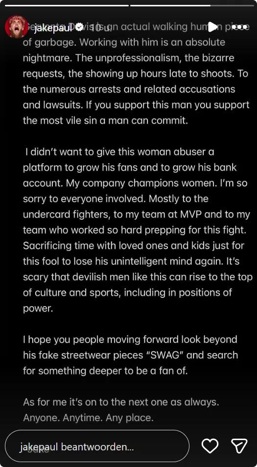 Instagram Story Jake Paul.