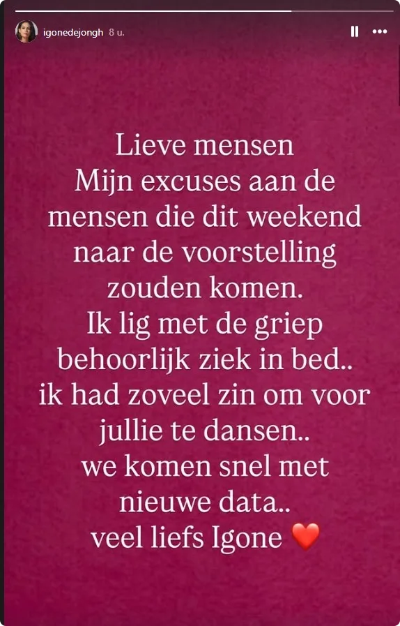Bron: Instagram Igone de Jongh