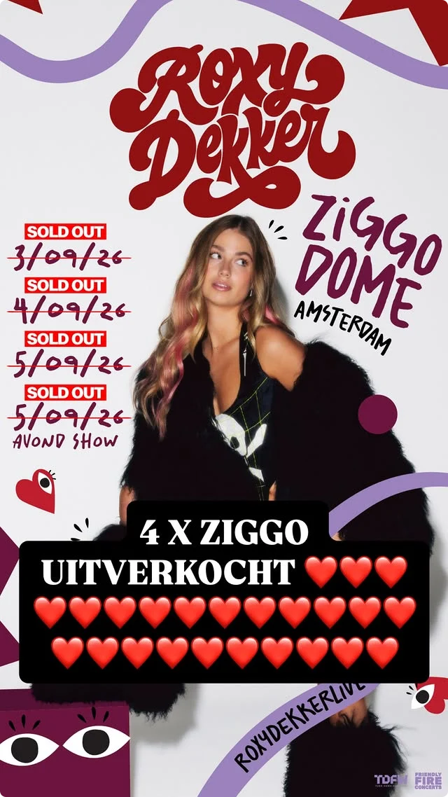 Roxy Dekker vier keer uitverkocht in de Ziggo Dome @Instagram.
