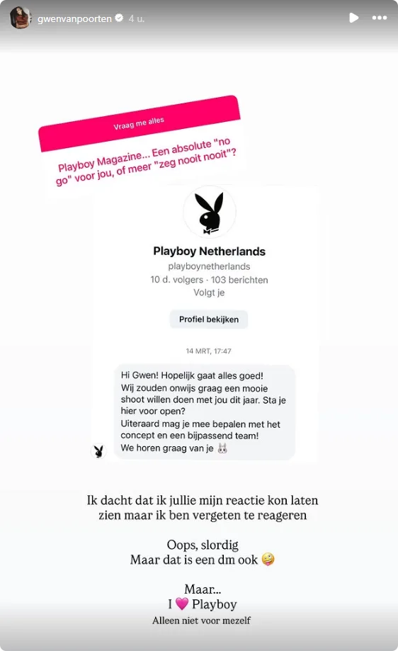 Bron: Instagram story Gwen van Poorten.