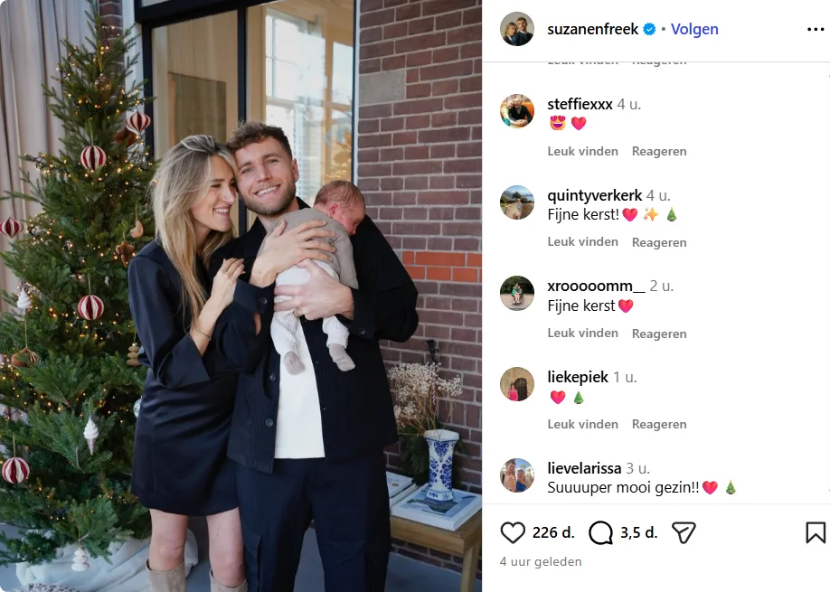 Suzan en Freek met baby Sef (Instagram).