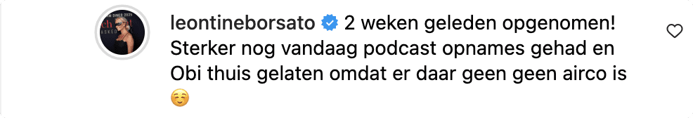 Bron: Instagram Leontine Ruiters