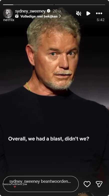 Sydney Sweeney herdenkt overleden Eric Dane (bron: Instagram).