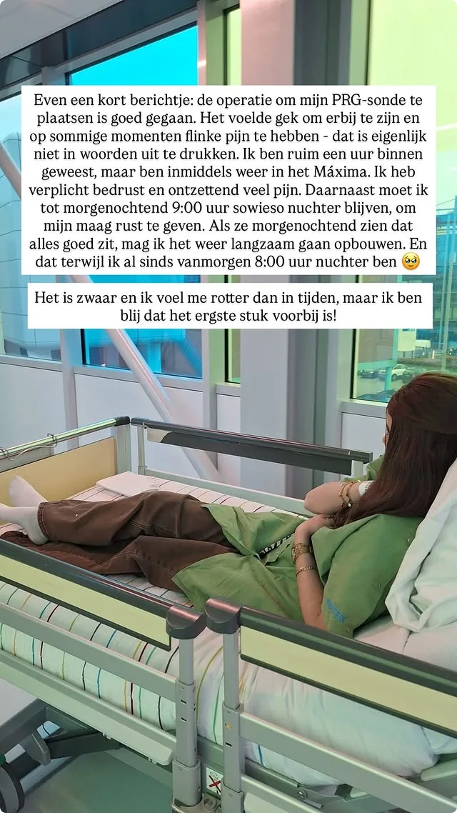 Jade Kops ziekenhuisupdate (Instagram Story).