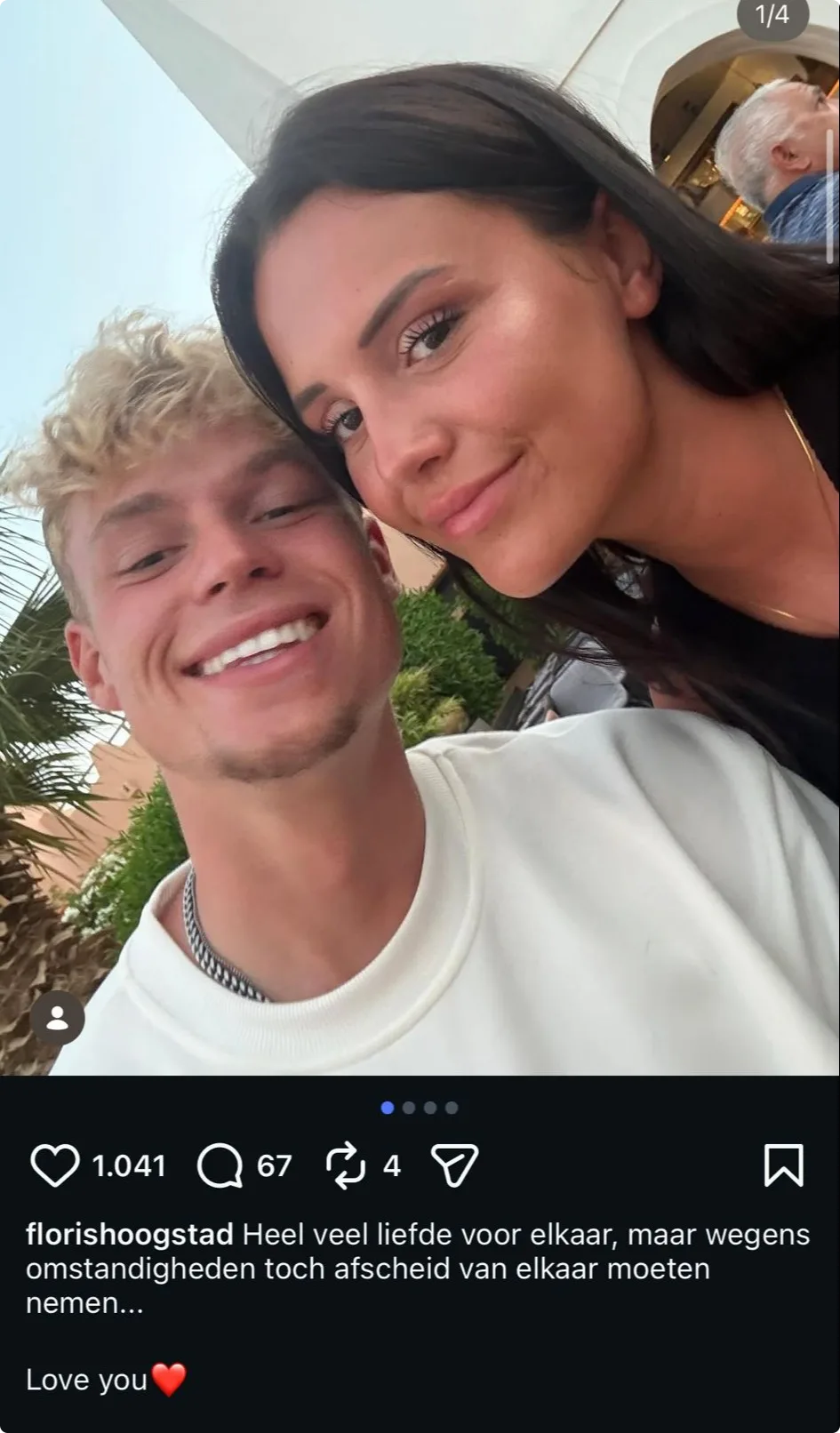 De Bondgenoten-Floris en Senna delen relatiebreuk (@Instagram).