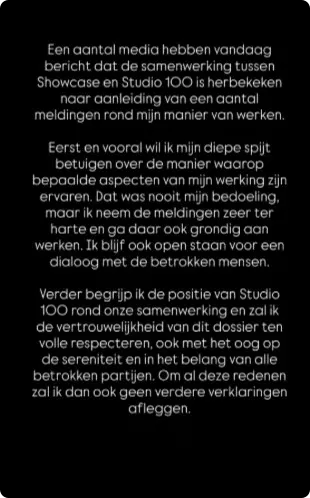 Reactie van choreograaf T.G. (bron: Instagram).
