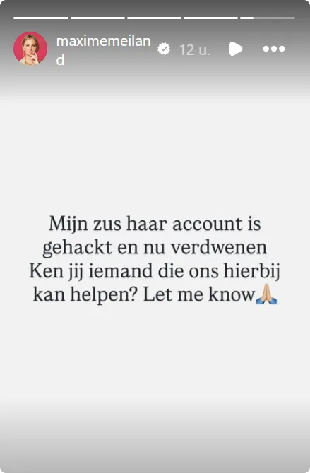 Story Maxime Meiland (@Instagram)