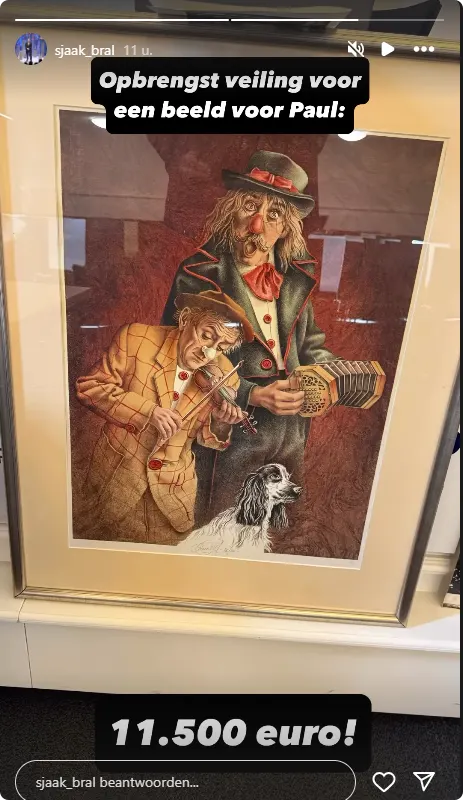 Sjaak Bral op Instagram over de opbrengst van de veiling.