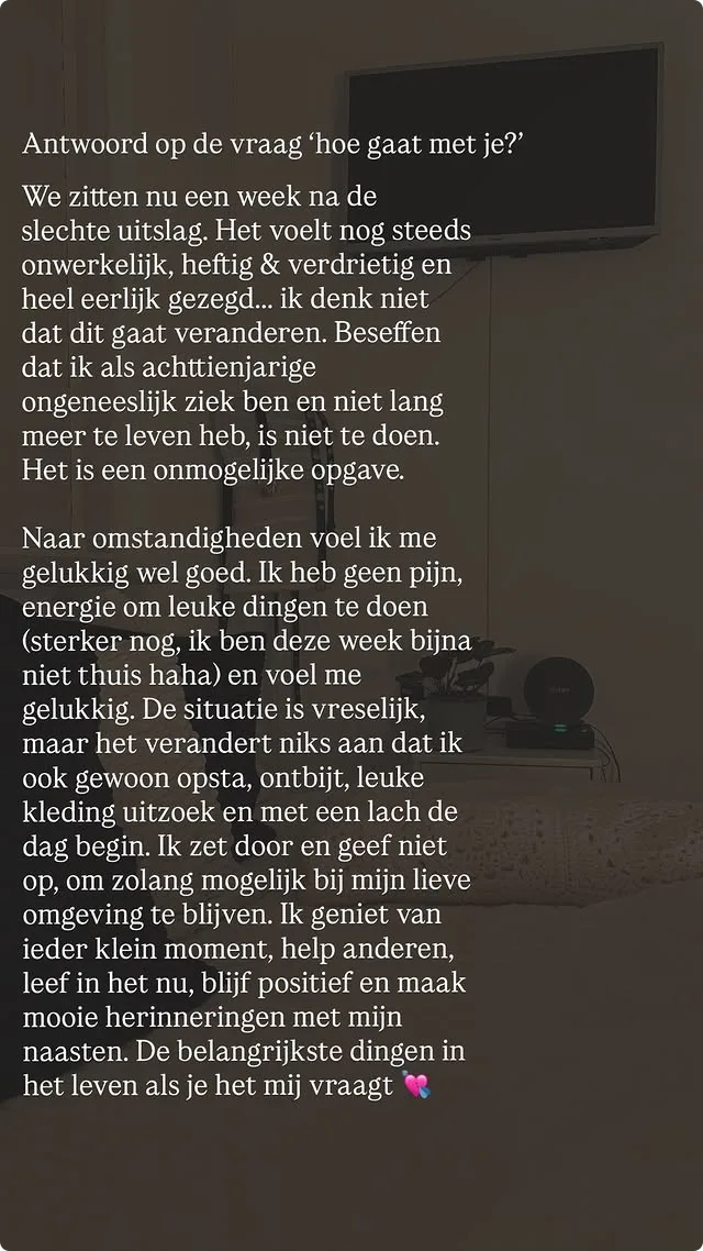 Jade Kops update onmogelijke opgave Instagram Story.