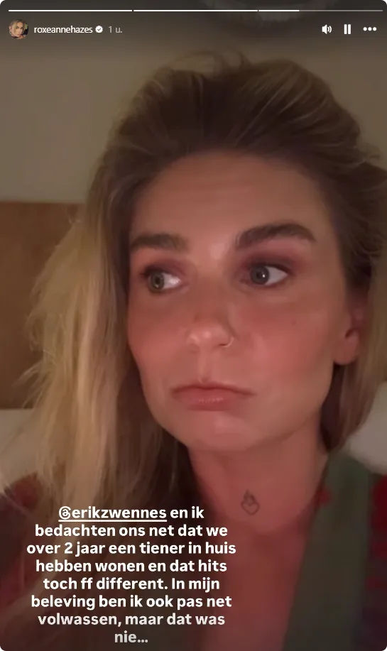 Roxeanne Hazes in haar story op Instagram.