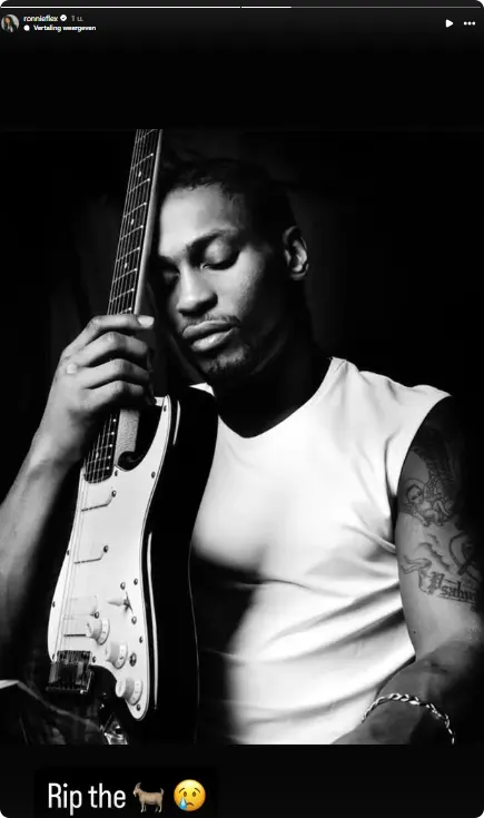 Ronnie Flex rouwt om D'Angelo (Instagram Story).