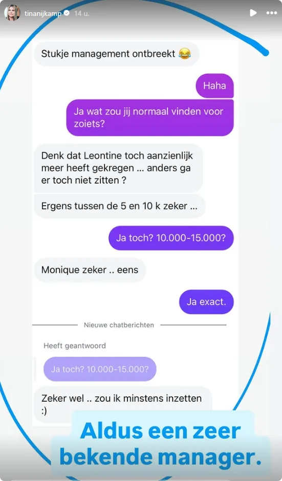 Bron: Tina Nijkamp op Instagram. 