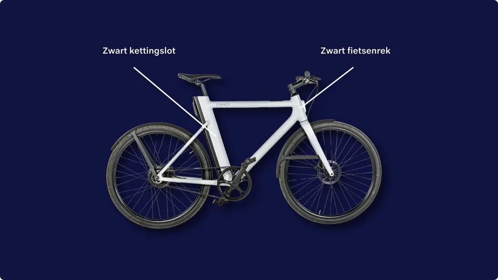Eelektrische mannenfiets van Cowboy, een soortgelijke fiets van het slachtoffer. Beeld: politie.
