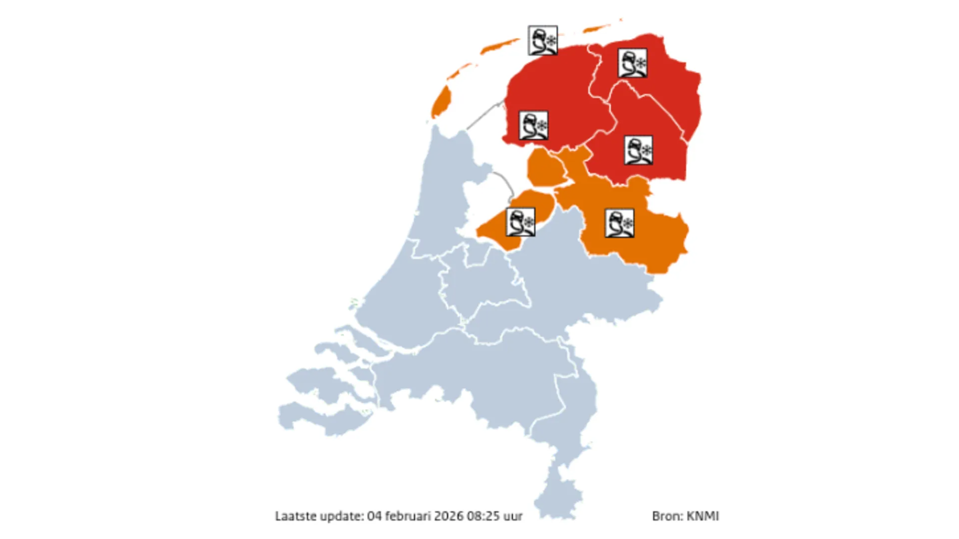 KNMI verlengt code rood. Beeld: KNMI