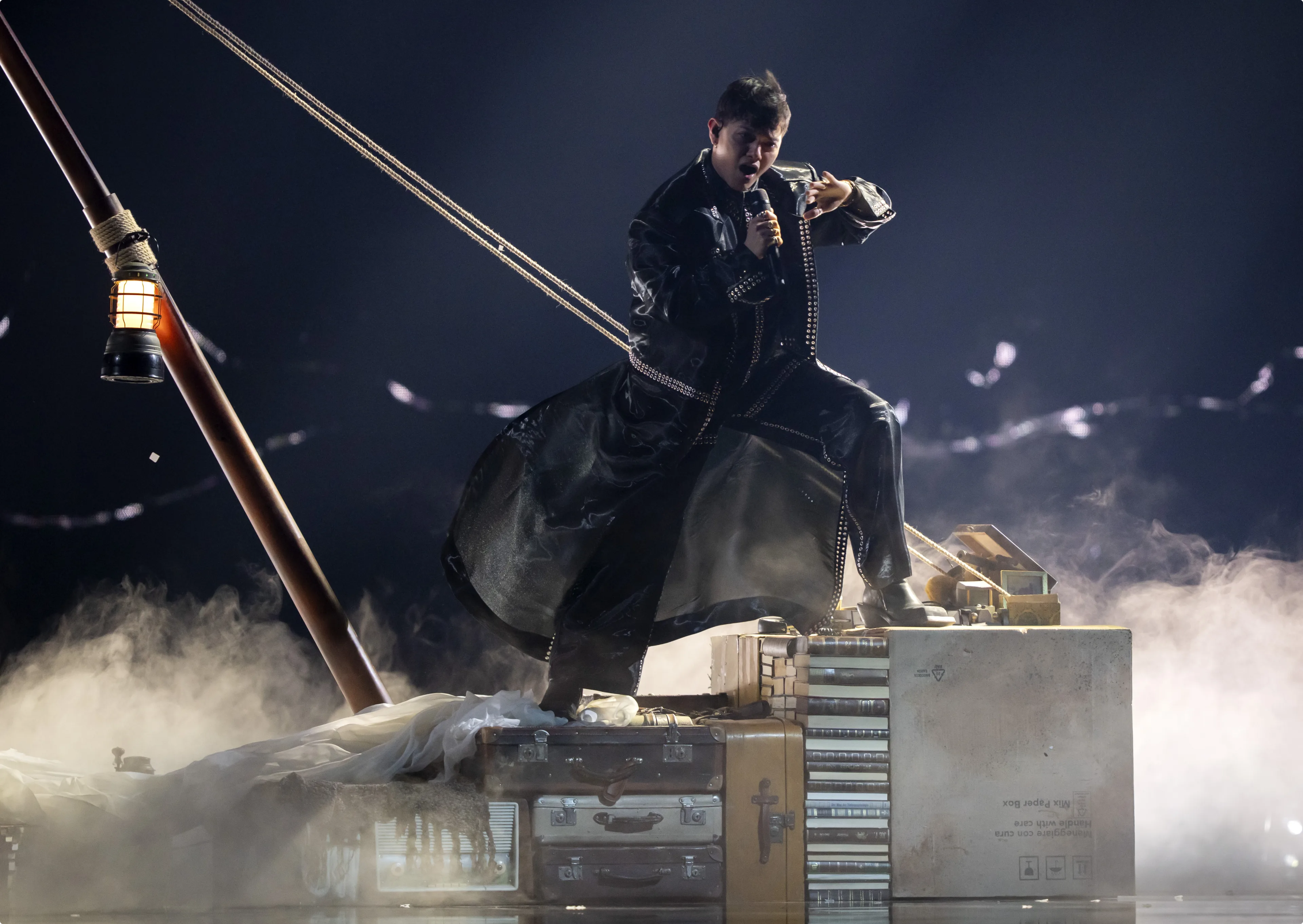 JJ (Johannes Pietsch) voor Oostenrijk tijdens de laatste repetitie voor de tweede halve finale van het Eurovisie Songfestival. Beeld: ANP