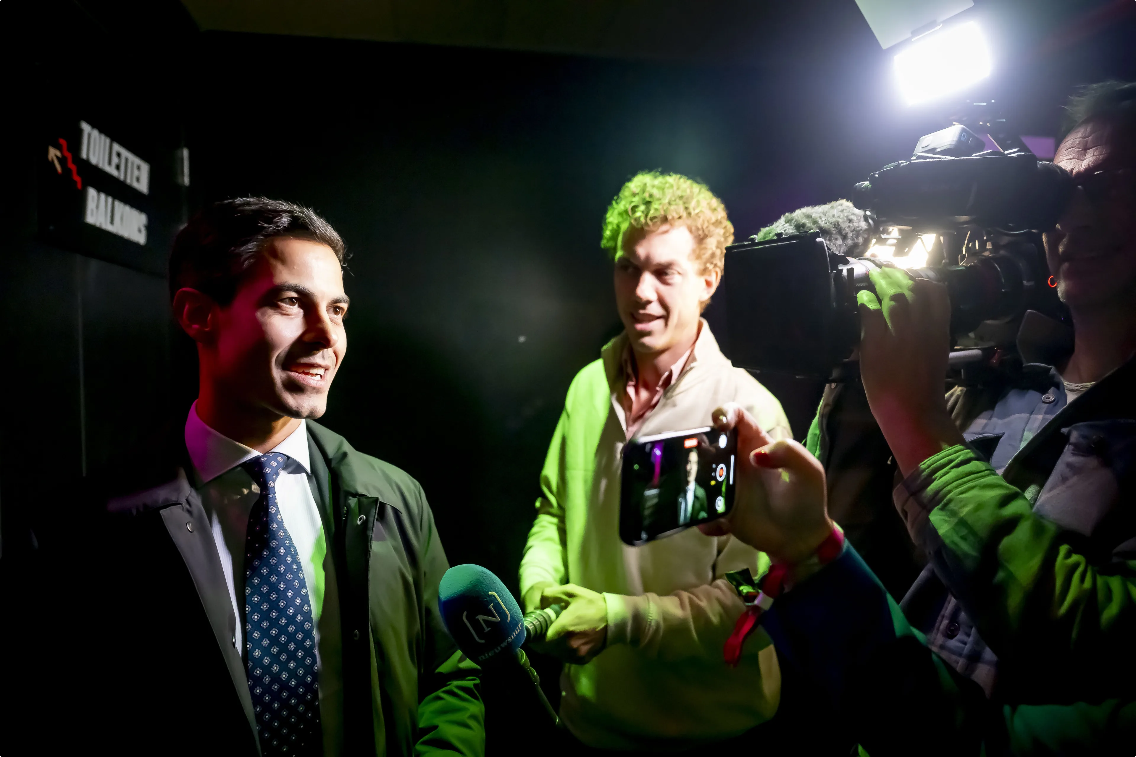 Lijsttrekker Rob Jetten tijdens de uitslagenavond van D66 voor de Tweede Kamerverkiezingen. Beeld: ANP