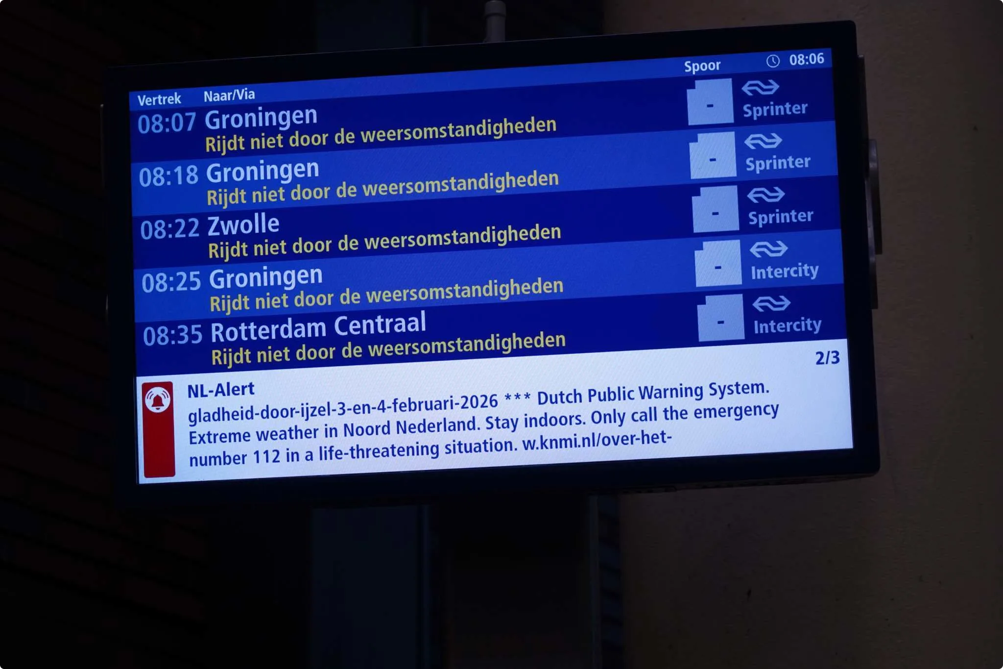 Geen treinverkeer in Noord-Nederland. Beeld: Persbureau Meter