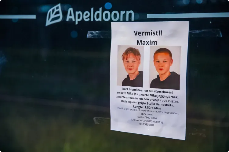 Flyer vermissing Maxim. 