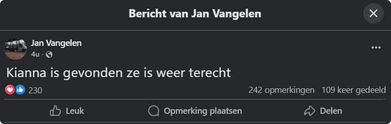 Beeld: Facebook/Jan Vangelen